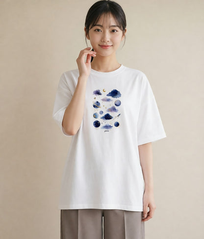 プリントTシャツ レディース 牡牛座 星空 宇宙 イラスト 個性的 秋コーデ おしゃれギフト 白T