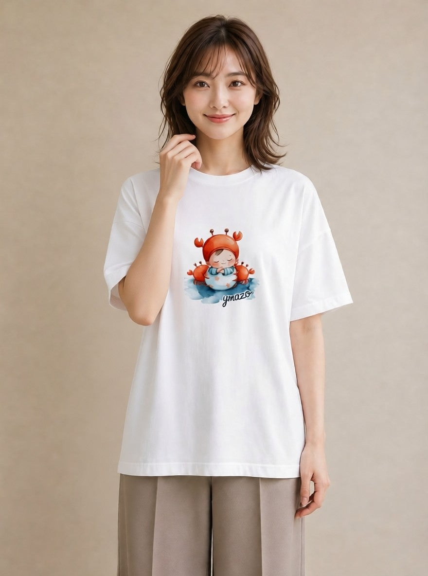 デザインTシャツ レディース ヤドカリ 海の生き物 海 イラスト ナチュラル 敬老の日 ホワイトデー 白T