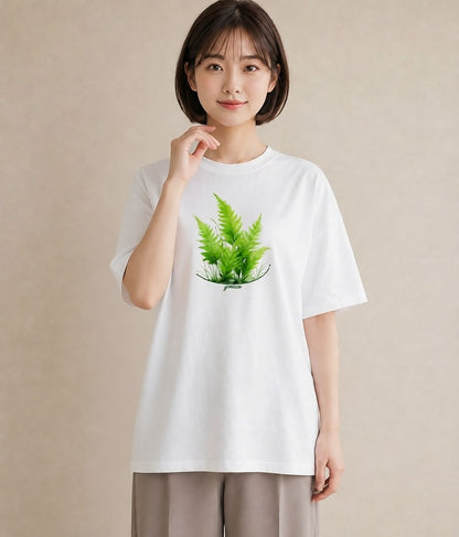 Tシャツ レディース 苔 植物 ボタニカル イラスト 旅行コーデ ミセス 春コーデ 白T