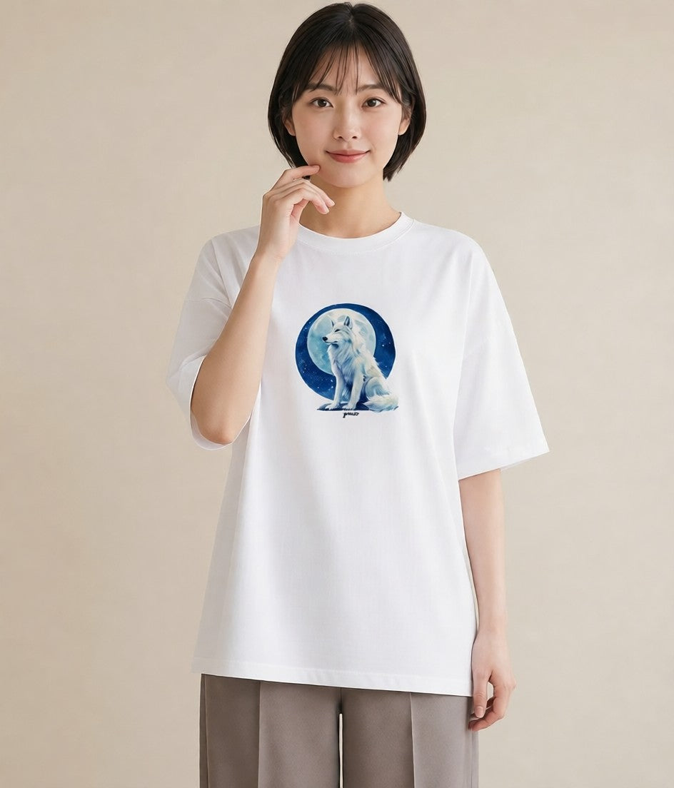 グラフィックTシャツ レディース サモエド 犬 いぬ イラスト 韓国風 旅行用 海 白T