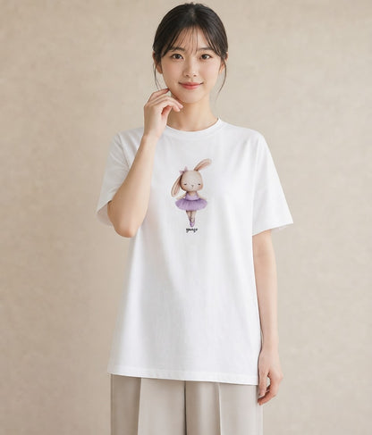 デザインTシャツ レディース ミニうさぎ ペット 動物 イラスト 淡色 姉妹 送別ギフト 白T