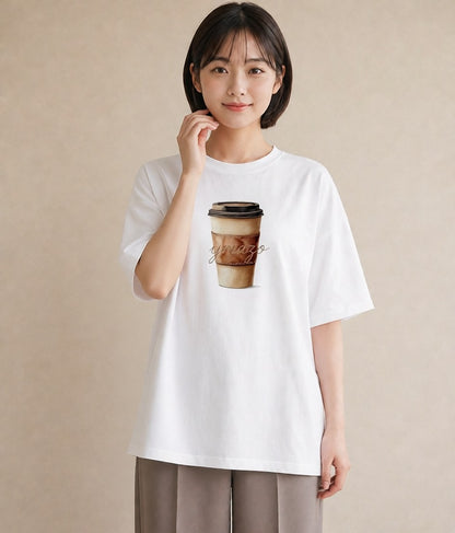 グラフィックTシャツ レディース コーヒー 珈琲 カフェ 食べ物 フード イラスト 個性的 敬老の日 ホワイトデー 白T