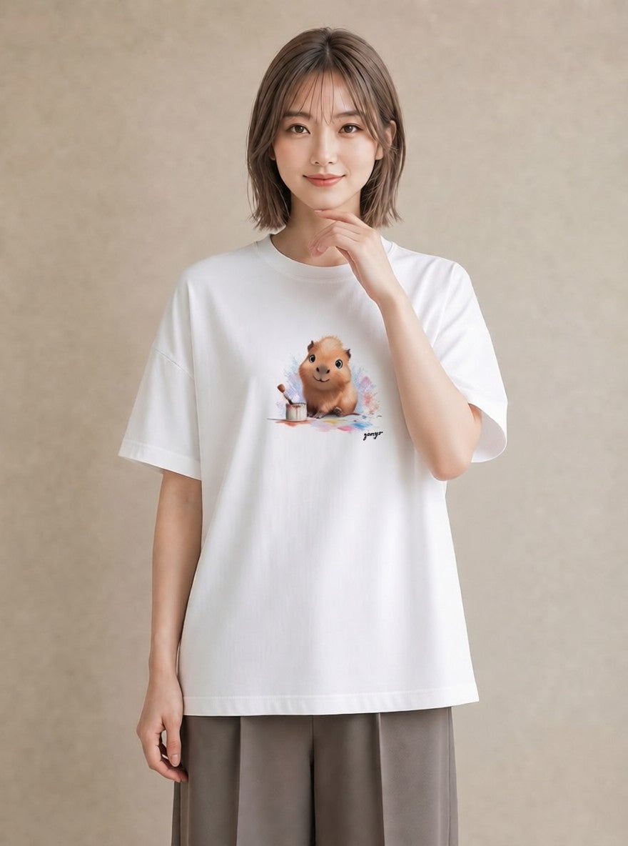 グラフィックTシャツ レディース ジャンガリアンハムスター ペット 動物 イラスト ヴィンテージ風 旅行用 海 白T