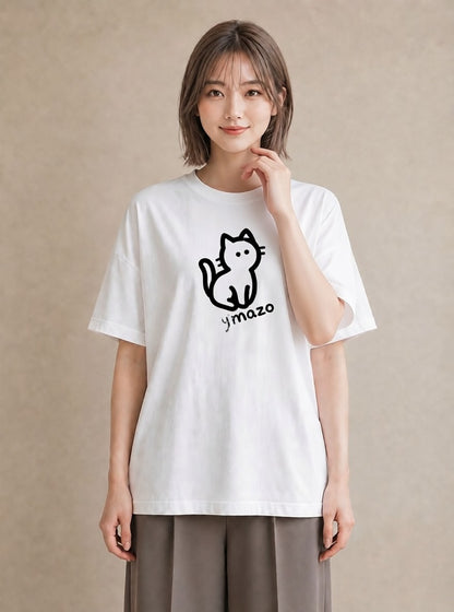 プリントTシャツ レディース 猫 ねこ ネコ イラスト 女子会 お揃い 白T
