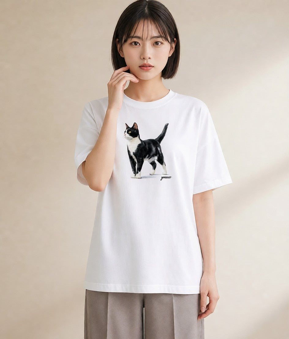 半袖Tシャツ レディース 愛猫 猫 ねこ イラスト カフェコーデ 旅行 母娘コーデ 白T