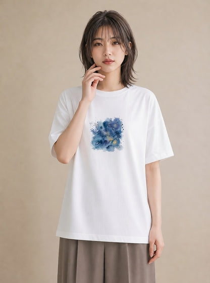 プリントTシャツ レディース 獅子座 星空 宇宙 イラスト ポップ カフェ巡り 女子会 白T
