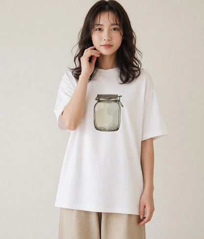 グラフィックTシャツ レディース ハニー 食べ物 フード イラスト こなれ感 通勤 在宅 白T