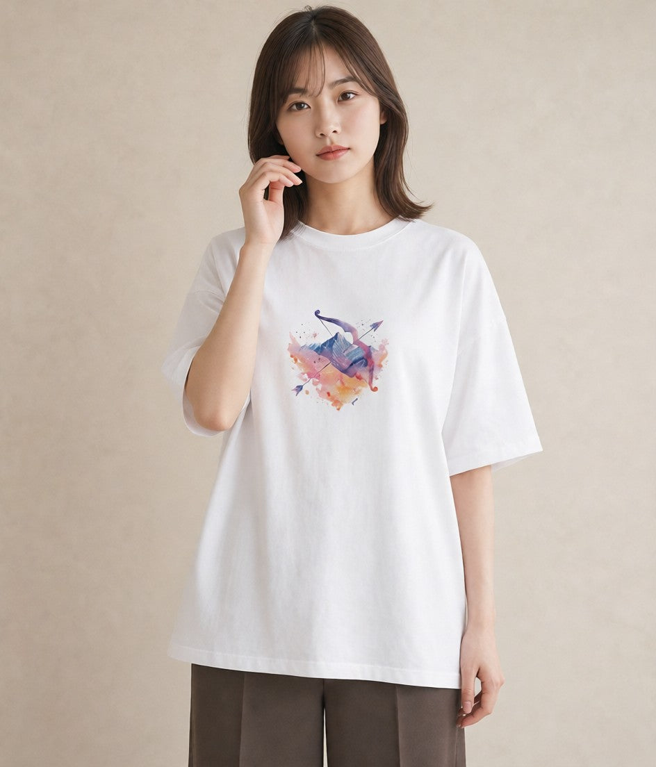 デザインTシャツ レディース 天秤座 星空 宇宙 イラスト シンプル クリスマス 旅行 白T