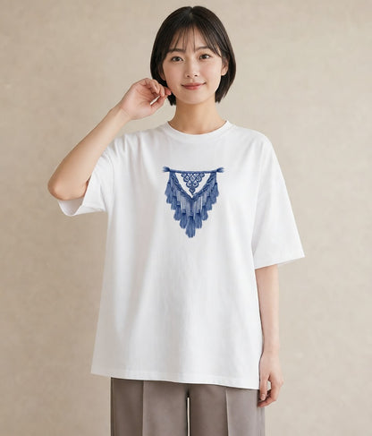 半袖Tシャツ レディース 風鈴 ガラス 夏 ナチュラル アンティーク イラスト ミニマル 春服 ミセス 白T