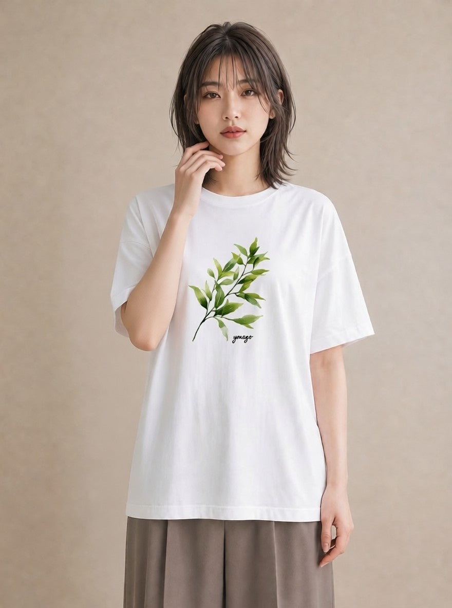 半袖Tシャツ レディース ハーブ 植物 ボタニカル イラスト 抜け感 部屋着 女性向けギフト 白T