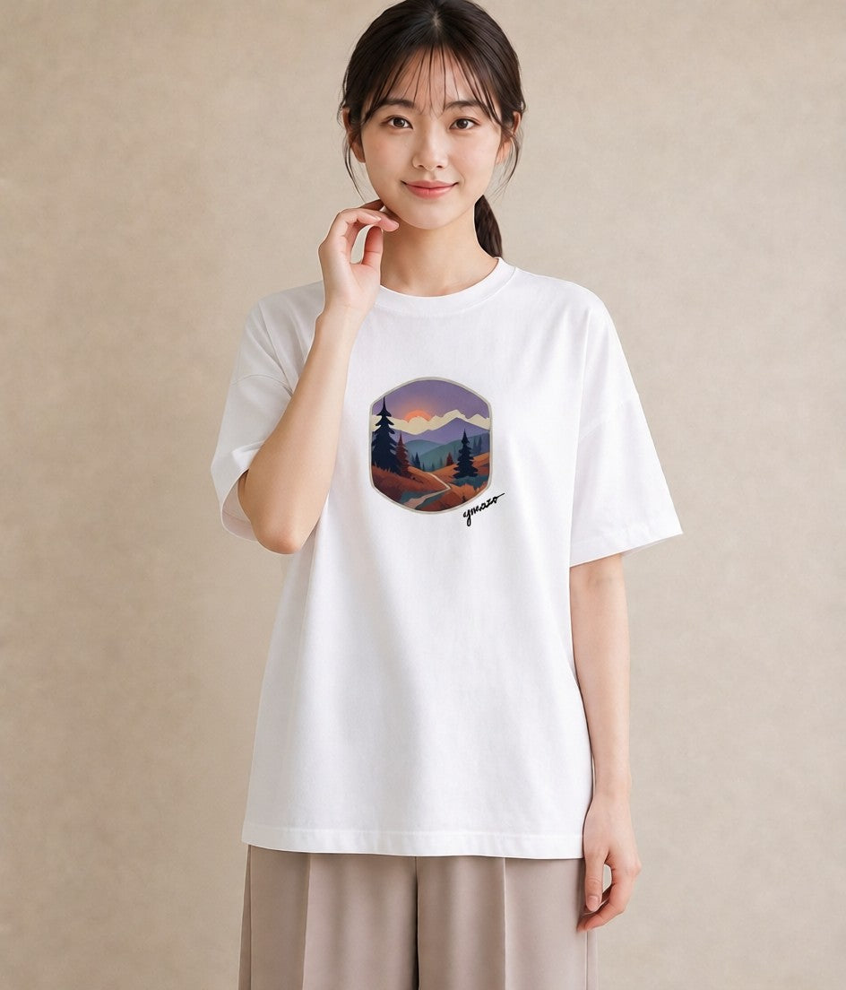 Tシャツ レディース 山 星空 宇宙 イラスト フェミニン 母娘コーデ 自分用 白T