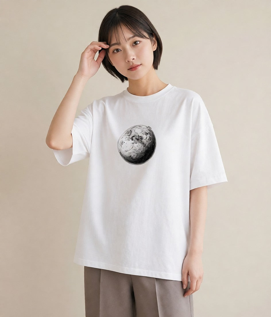 デザインTシャツ レディース プラネット 星空 宇宙 イラスト 線画 ビーチ デイリーウェア 白T