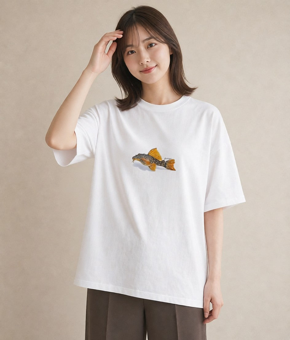 Tシャツ レディース 出目金 ペット 動物 イラスト ナチュラル 休日 ペアコーデ 白T