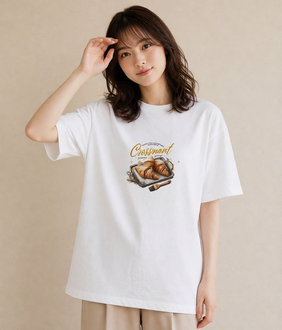デザインTシャツ レディース パン ベーカリー イラスト 可愛い 休日 ペアコーデ 白T
