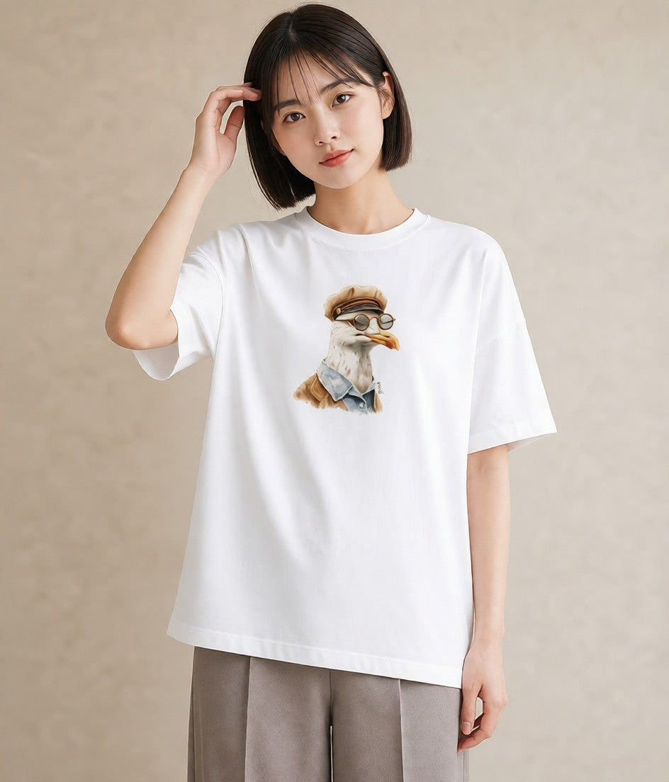 Tシャツ レディース 白文鳥 ペット 動物 イラスト 個性的 旅行用 海 白T