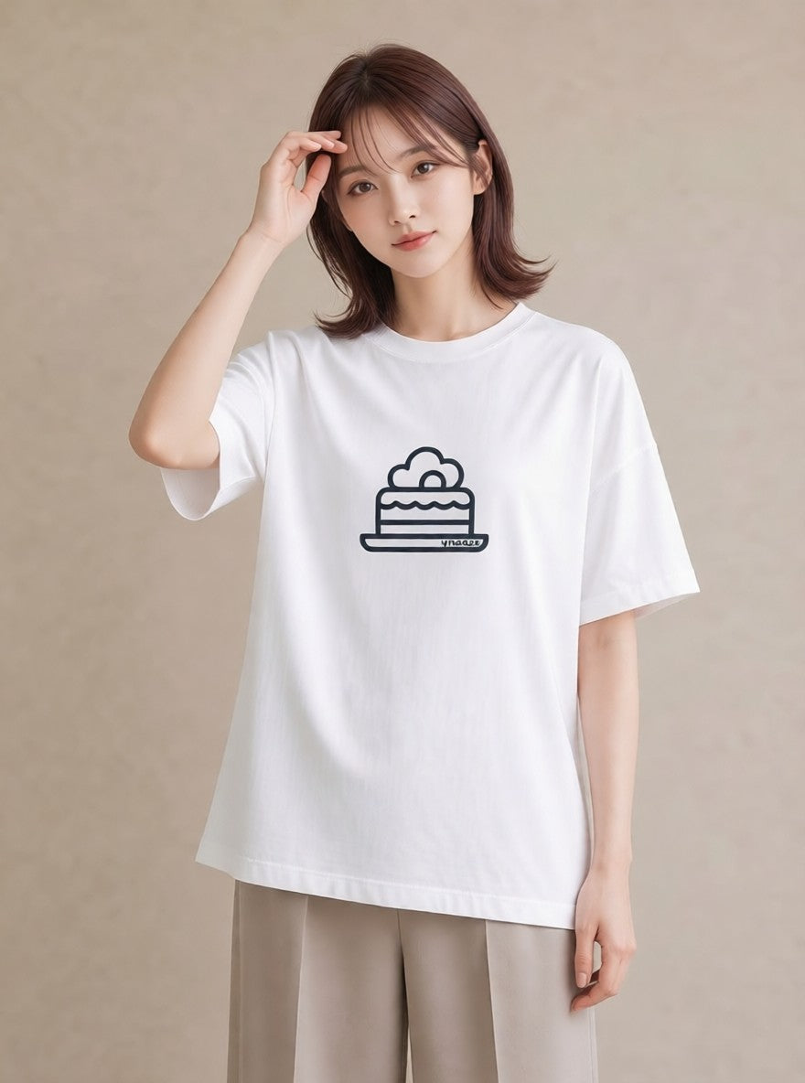 Tシャツ レディース スイーツ お菓子 デザート イラスト 北欧風 海 カフェ巡り 白T