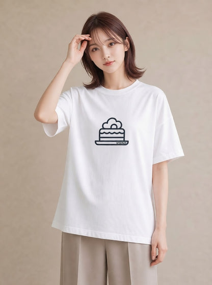 Tシャツ レディース スイーツ お菓子 デザート イラスト 北欧風 海 カフェ巡り 白T