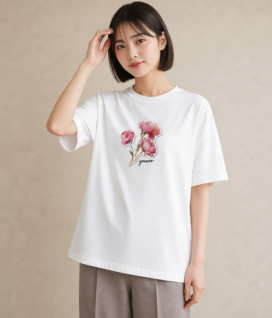 デザインTシャツ レディース 観葉植物 植物 ボタニカル イラスト ミセス 春コーデ 白T