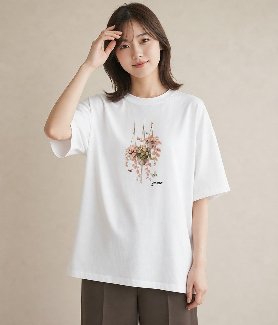 Tシャツ レディース 風鈴 ガラス 夏 ナチュラル アンティーク イラスト 抜け感 休日 ペアコーデ 白T