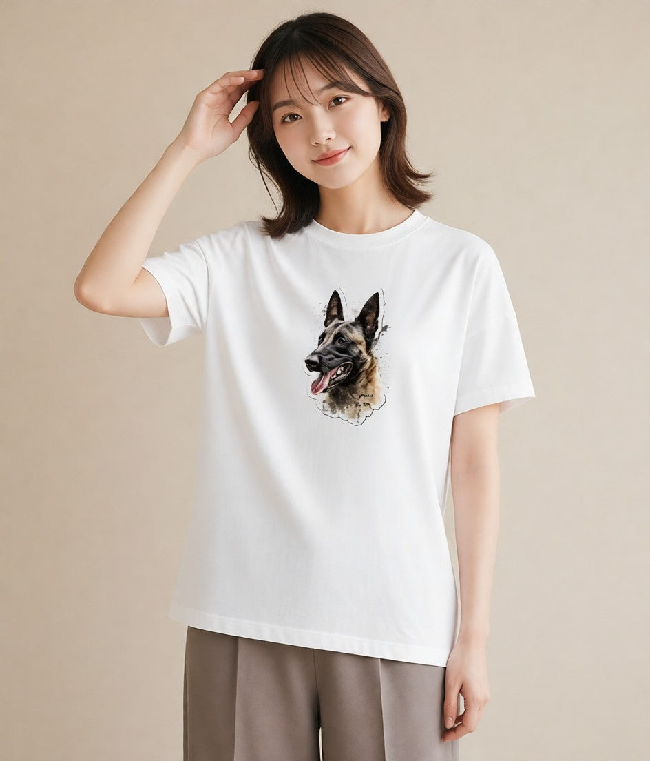 Tシャツ レディース ジャーマンシェパード 犬 いぬ イラスト 韓国風 敬老の日 ホワイトデー 白T