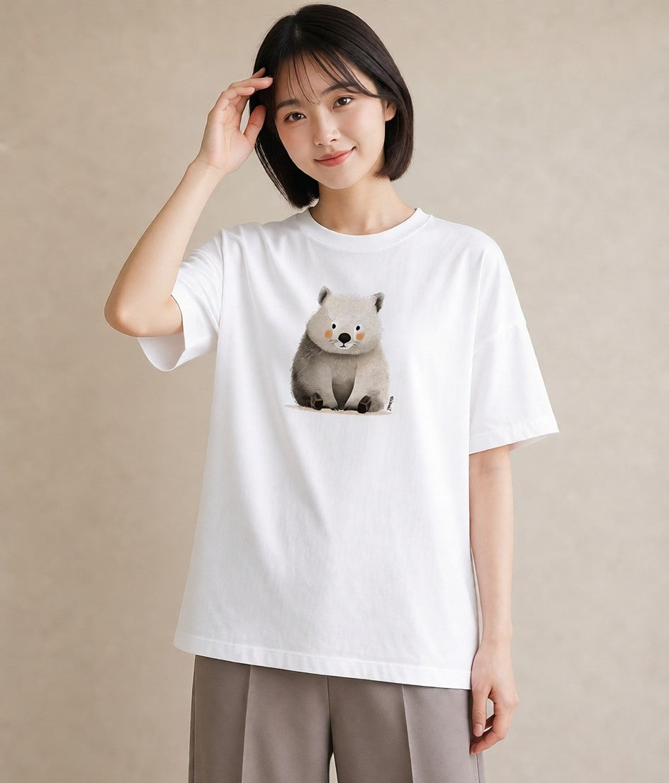 グラフィックTシャツ レディース チンチラ ペット 動物 イラスト こなれ感 普段着 週末コーデ 白T
