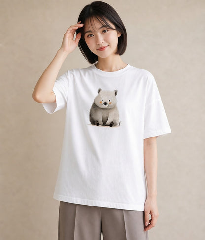 グラフィックTシャツ レディース チンチラ ペット 動物 イラスト こなれ感 普段着 週末コーデ 白T