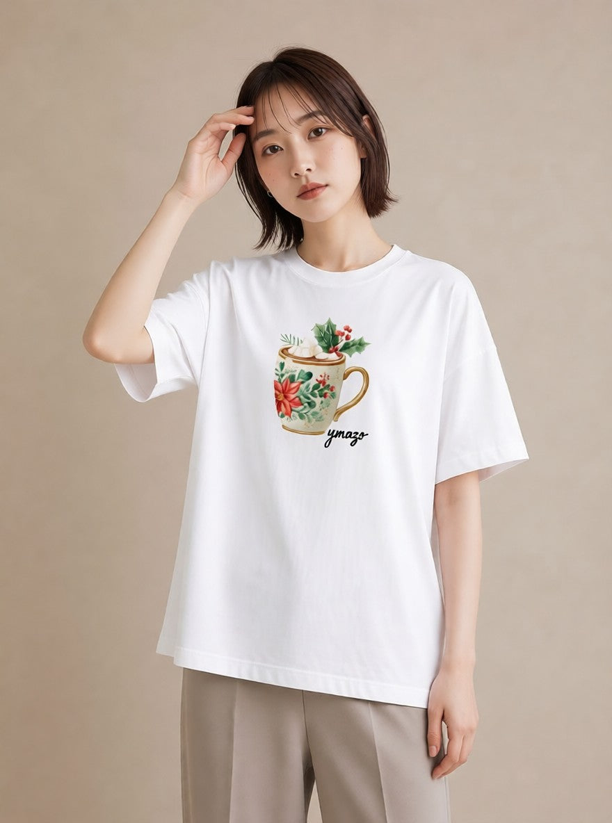 グラフィックTシャツ レディース ハーブティー 食べ物 フード イラスト フェミニン 旅行用 海 白T