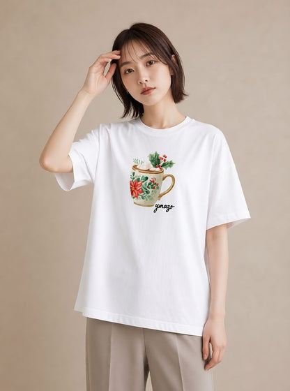 グラフィックTシャツ レディース ハーブティー 食べ物 フード イラスト フェミニン 旅行用 海 白T