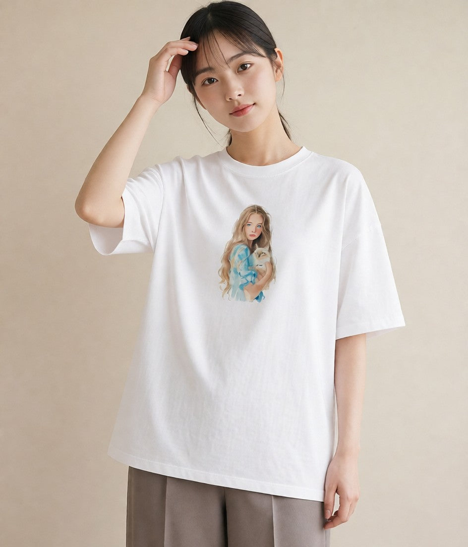 半袖Tシャツ レディース ラグドール 猫 ねこ イラスト カジュアル 女子会 お揃い 白T