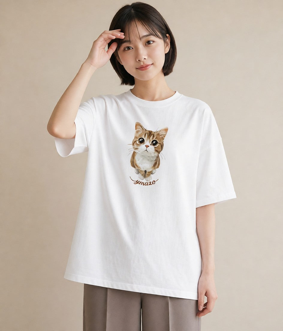 Tシャツ レディース 子猫 猫 ねこ イラスト モード 女性向けギフト 散歩 白T