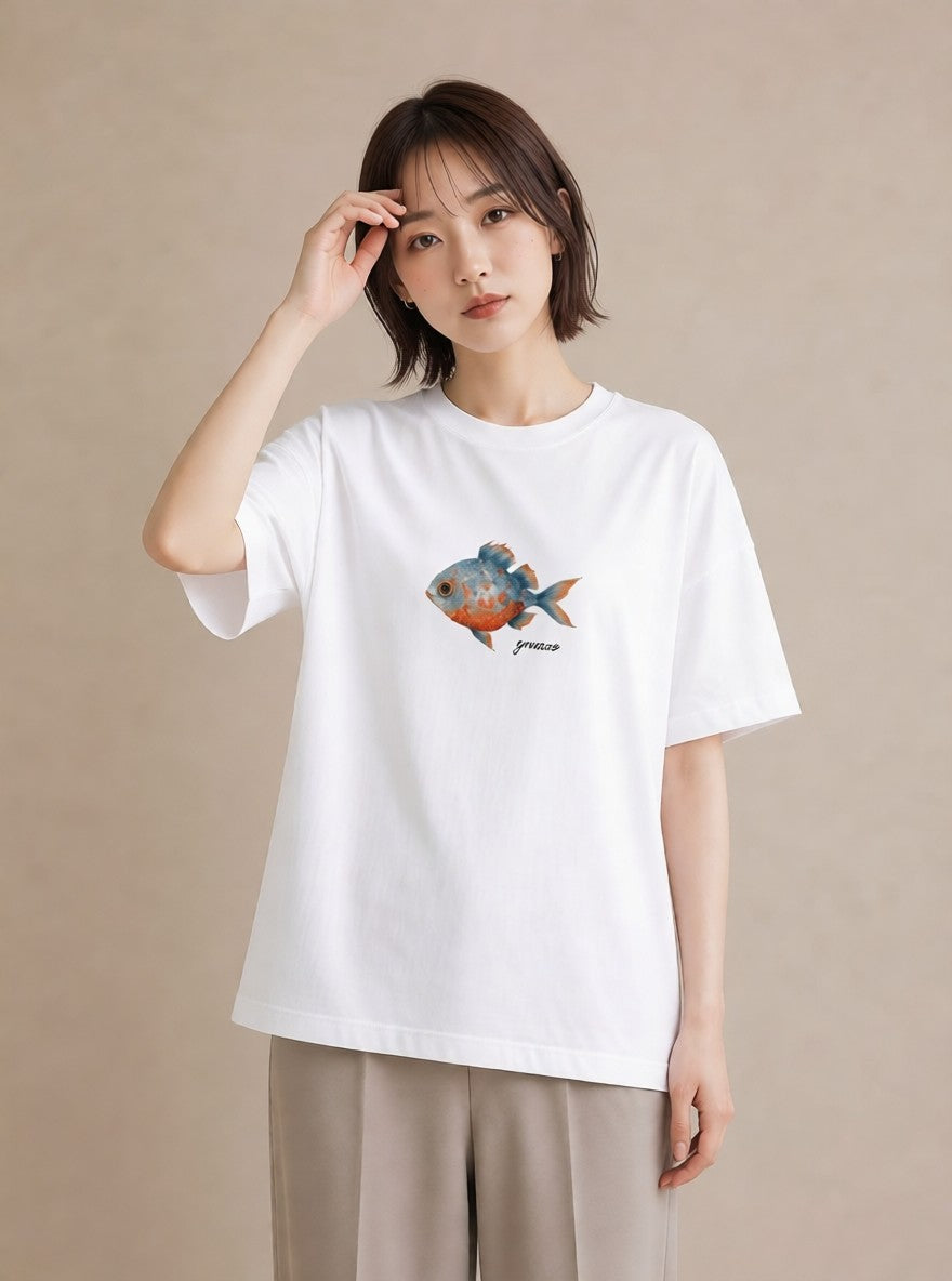 Tシャツ レディース カクレクマノミ 海の生き物 海 イラスト 韓国風 母娘コーデ 自分用 白T