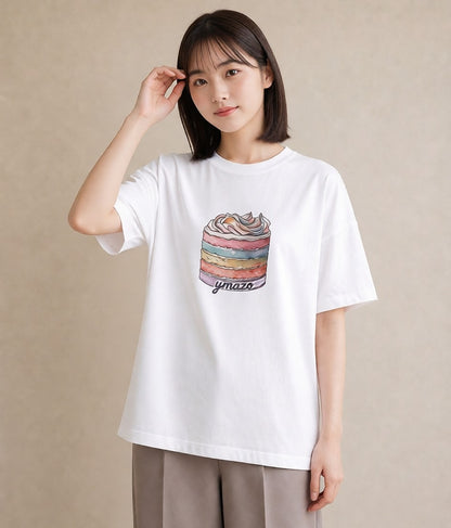 プリントTシャツ レディース わたあめ 食べ物 フード イラスト 手描き風 夏コーデ 通学 白T