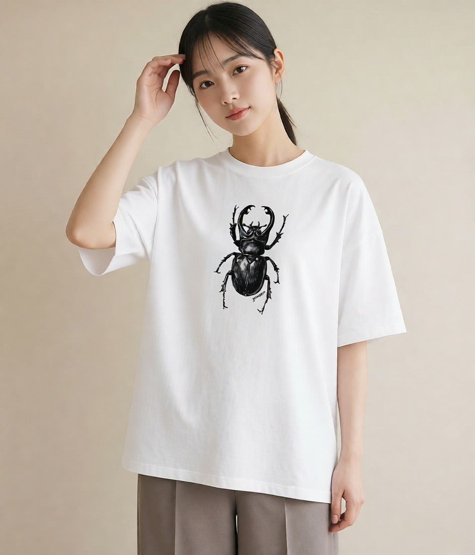 グラフィックTシャツ レディース クワガタ 昆虫 虫 イラスト ボタニカル 女子会 お揃い 白T