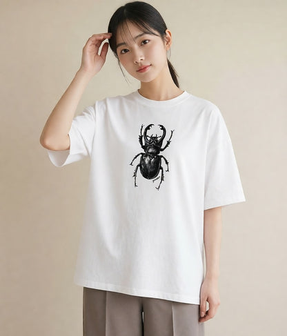 グラフィックTシャツ レディース クワガタ 昆虫 虫 イラスト ボタニカル 女子会 お揃い 白T