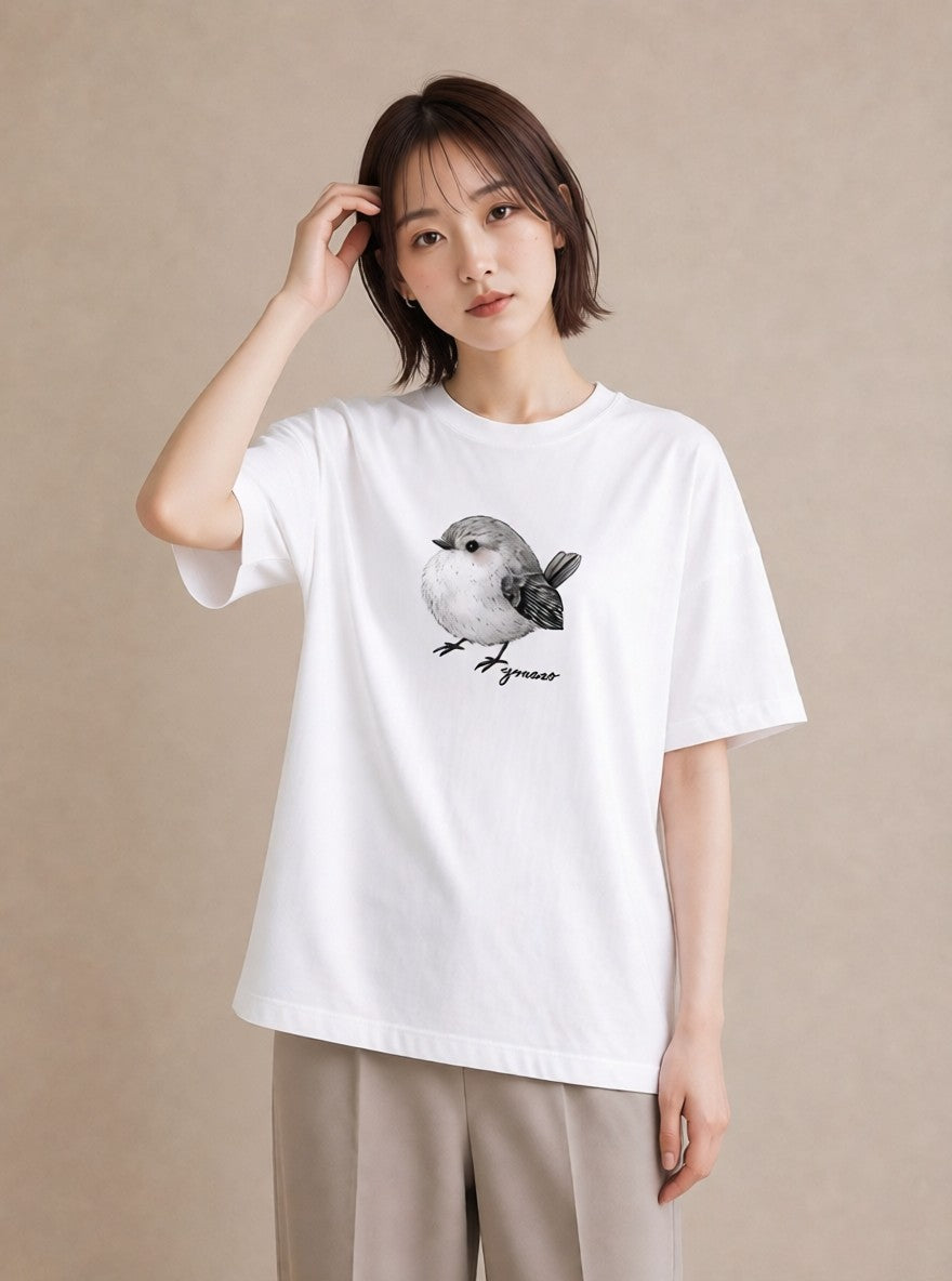 プリントTシャツ レディース 桜文鳥 ペット 動物 イラスト アート風 ギフト 母の日 白T