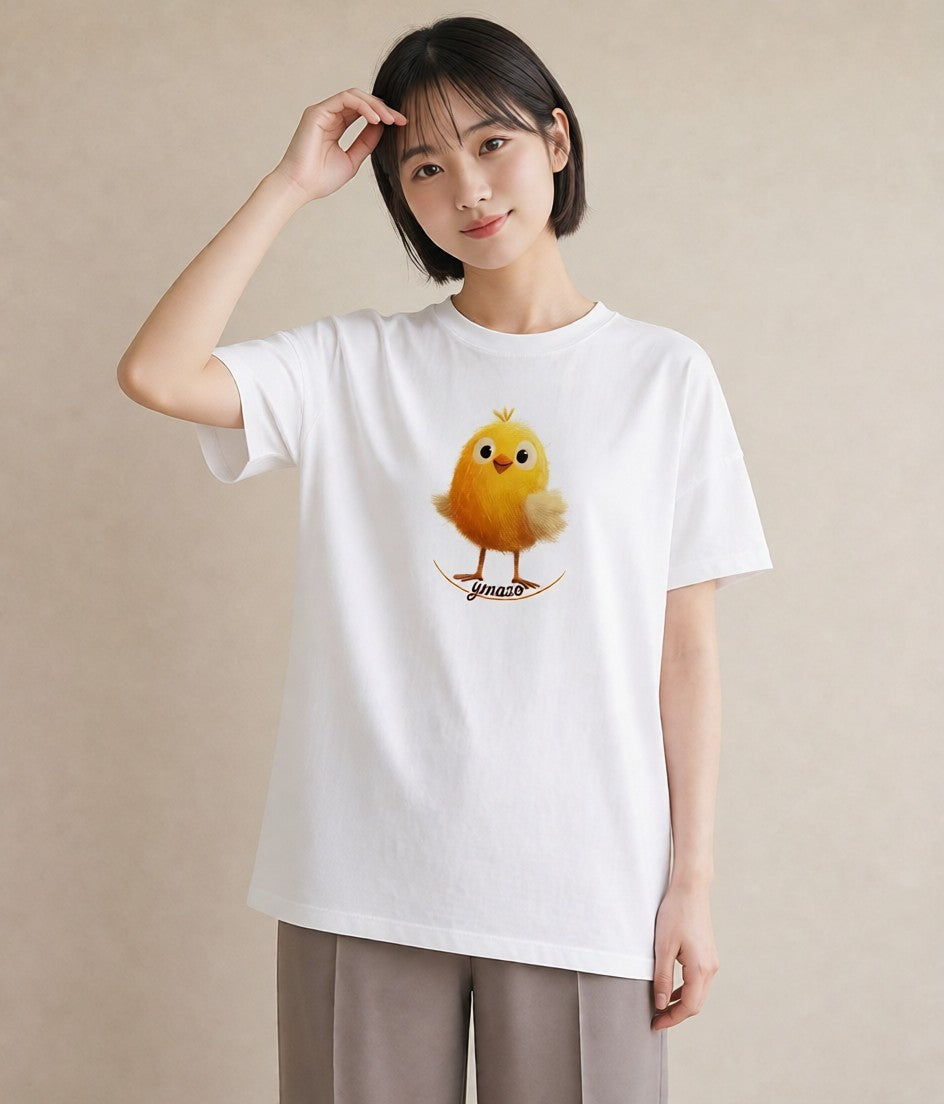 半袖Tシャツ レディース ひよこ 動物 アニマル イラスト 北欧風 海 カフェ巡り 白T