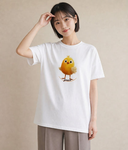 半袖Tシャツ レディース ひよこ 動物 アニマル イラスト 北欧風 海 カフェ巡り 白T
