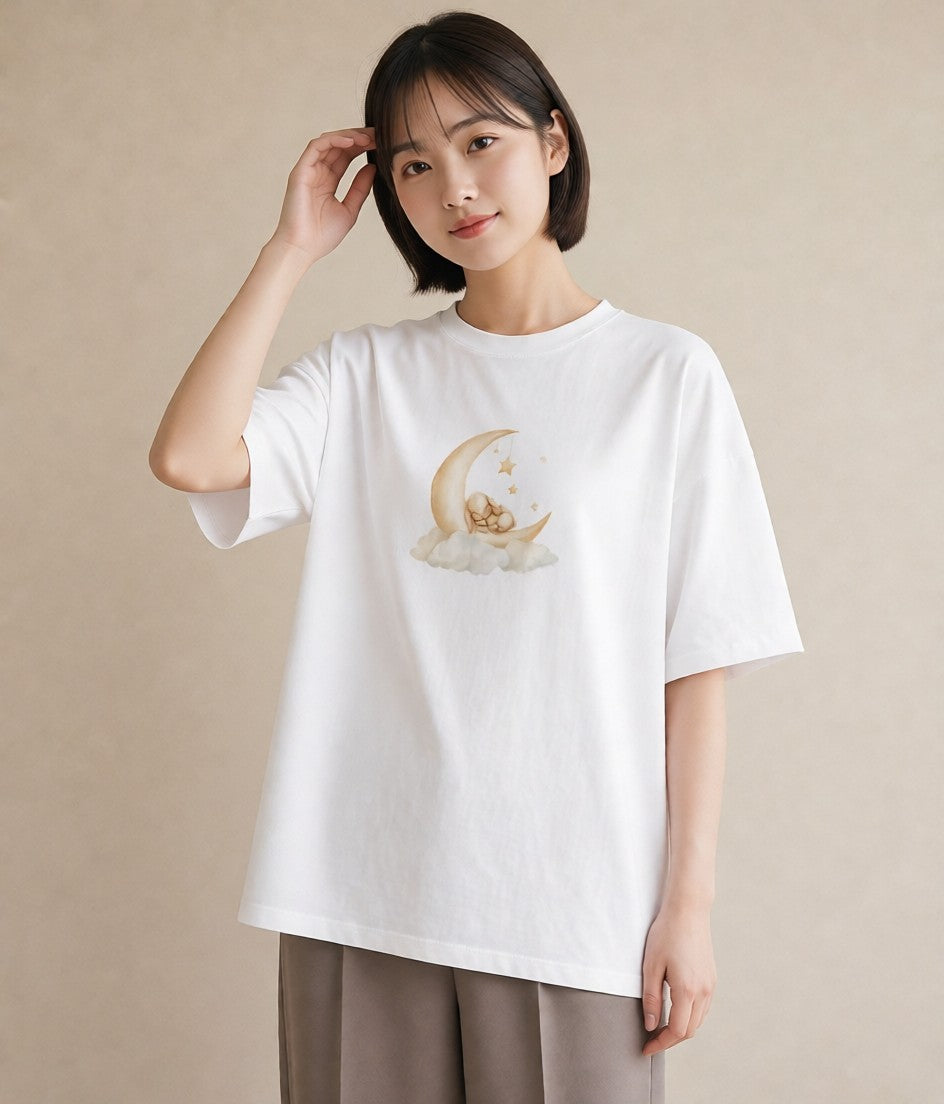 グラフィックTシャツ レディース 星空 宇宙 イラスト 韓国風 旅行用 海 白T