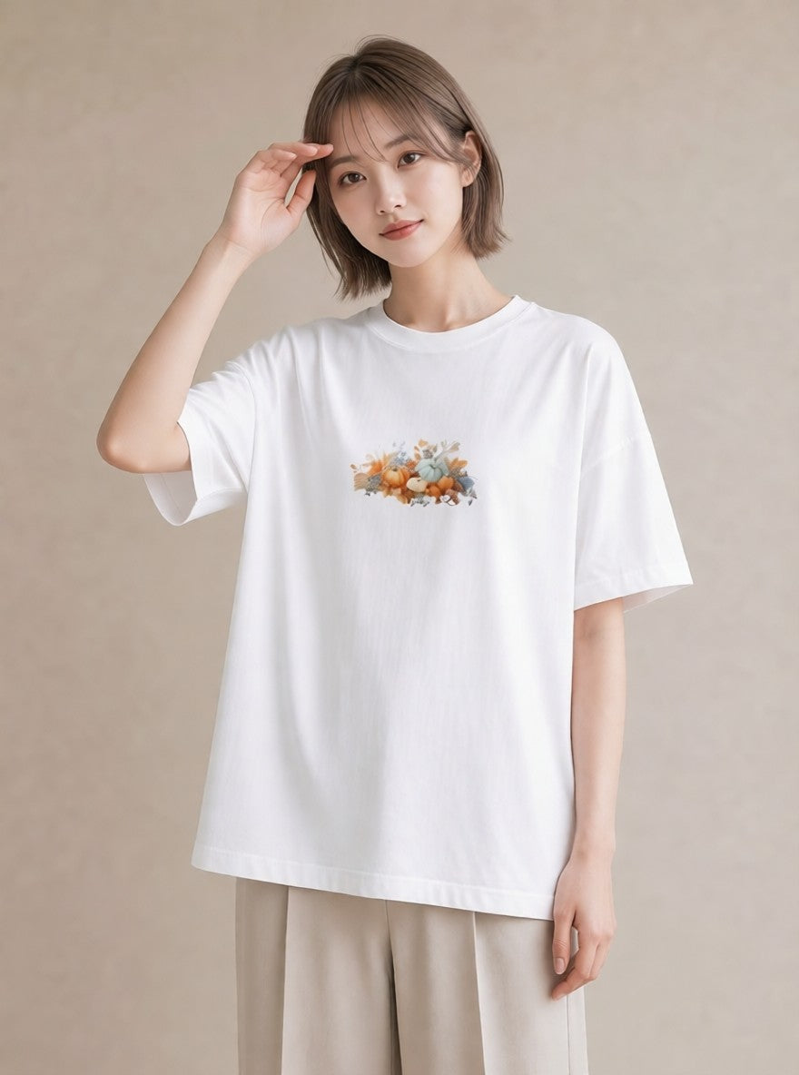 プリントTシャツ レディース 実り 植物 ボタニカル イラスト ラフ 通勤 在宅 白T
