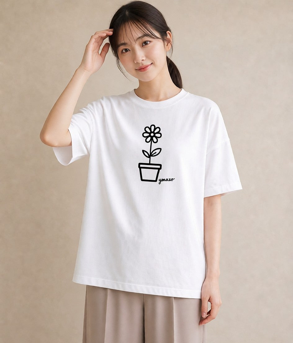 半袖Tシャツ レディース 観葉植物 ボタニカル 植物 イラスト 旅行コーデ お出かけ 普段着 白T