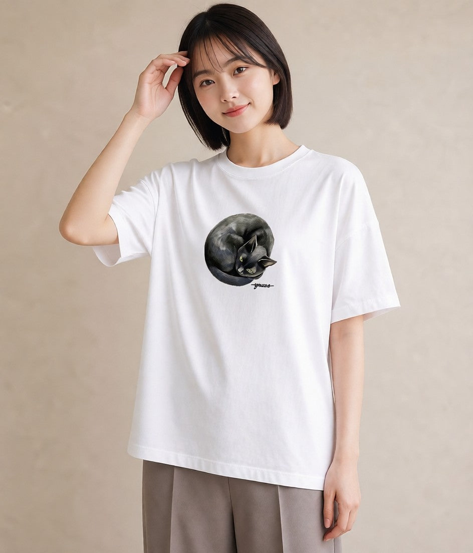 半袖Tシャツ レディース シャム 猫 ねこ イラスト 北欧風 送別ギフト 通勤 白T