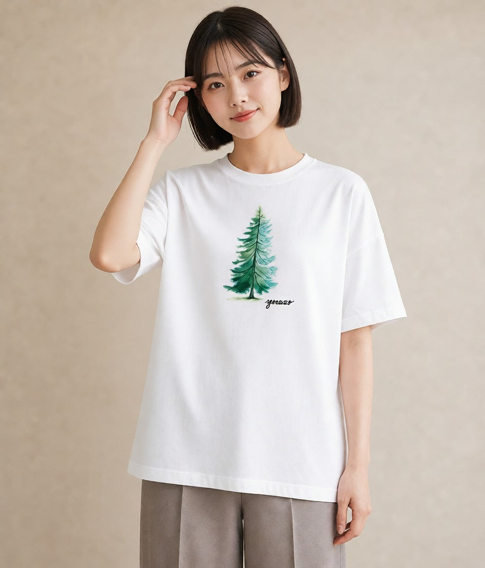 プリントTシャツ レディース オーロラ 星空 宇宙 イラスト カフェコーデ 夏コーデ 通学 白T