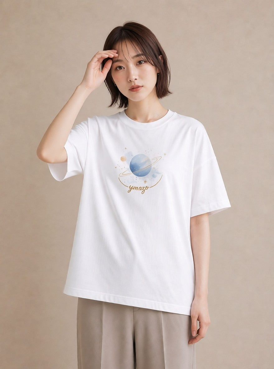 プリントTシャツ レディース 天の川 星空 宇宙 イラスト ゆるコーデ 散歩 お出かけ 白T