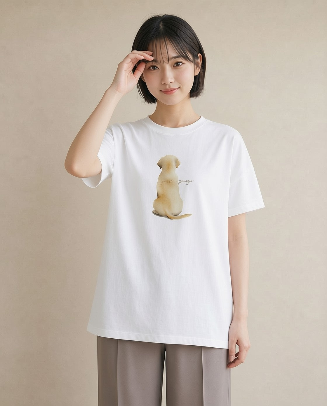 グラフィックTシャツ レディース ラブラドールレトリバー 犬 いぬ イラスト 可愛い 女性向けギフト 散歩 白T
