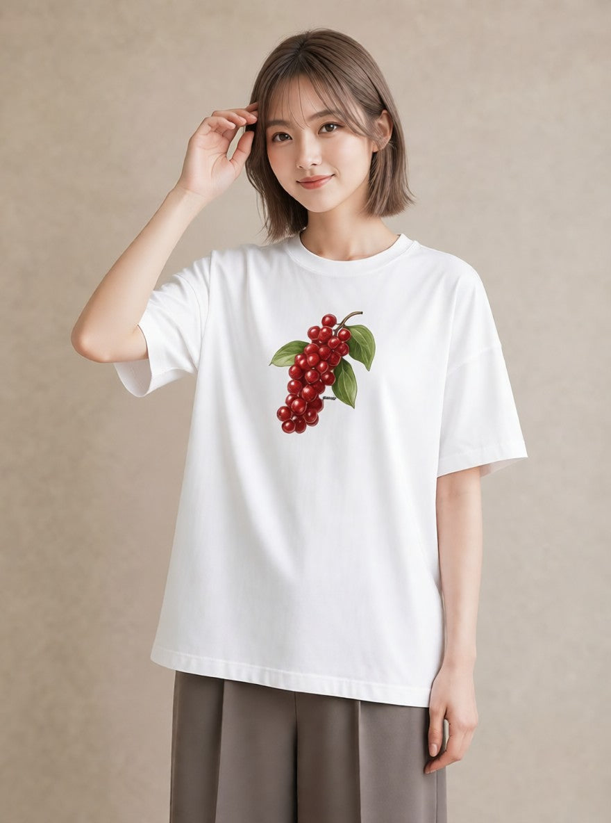 半袖Tシャツ レディース 木の実 植物 ボタニカル イラスト 公園 ママ 白T
