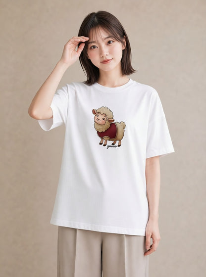 グラフィックTシャツ レディース ひつじ 動物 アニマル イラスト 手描き風 親子 20代 白T