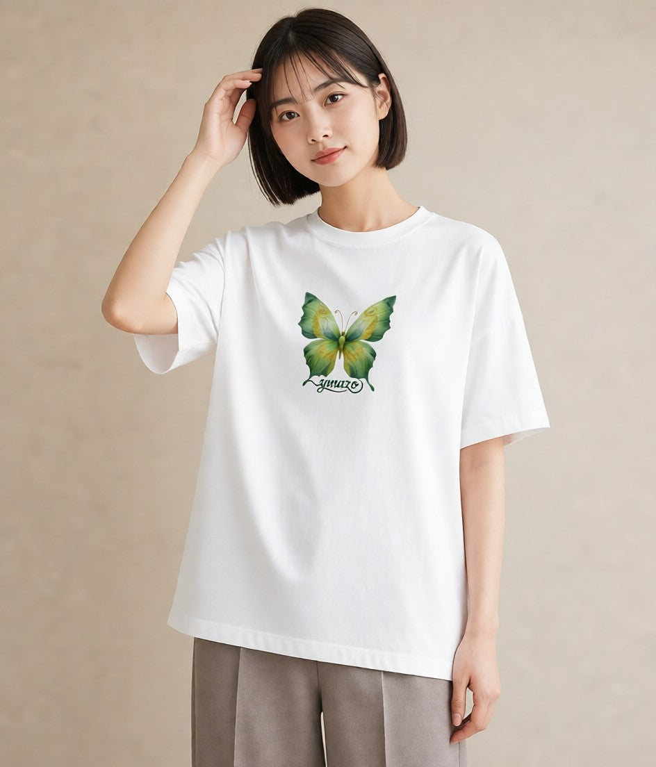 デザインTシャツ レディース ちょうちょ 蝶 バタフライ 昆虫 虫 イラスト お洒落 おしゃれギフト 社会人 白T