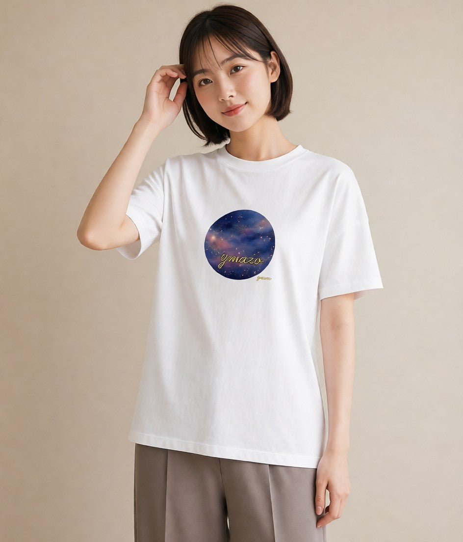 デザインTシャツ レディース 蠍座 星空 宇宙 イラスト ユニーク ペアコーデ 秋コーデ 白T