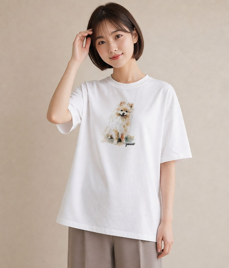 グラフィックTシャツ レディース わんちゃん 犬 いぬ イラスト 抜け感 通学 誕生日プレゼント 白T