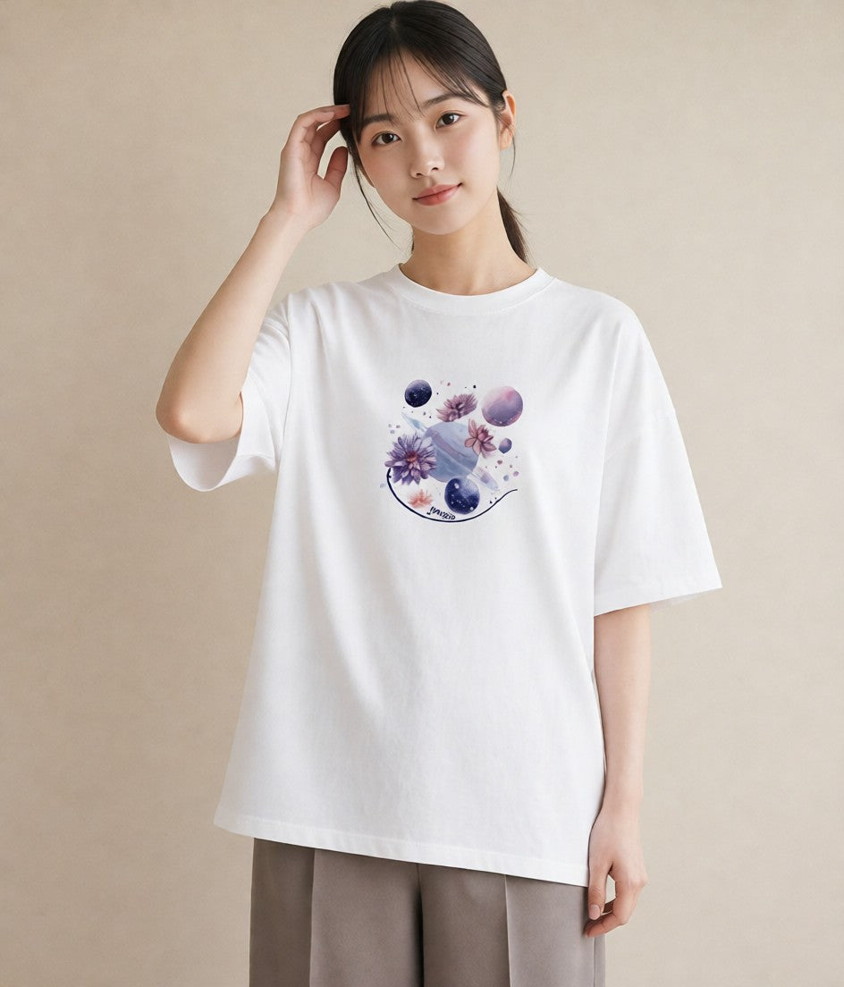 グラフィックTシャツ レディース 牡羊座 星空 宇宙 イラスト カジュアルコーデ 買い物 白T
